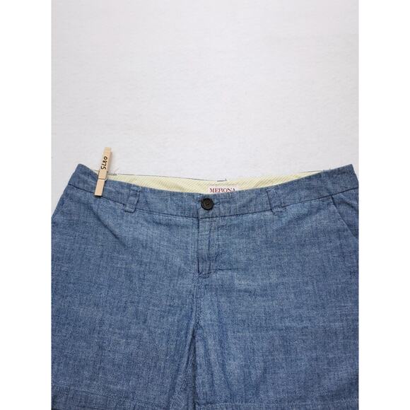 Merona Casual Button Zip Medium Wash Chino Short Shorts Womens Size 6 Blue - Picture 1 of 9